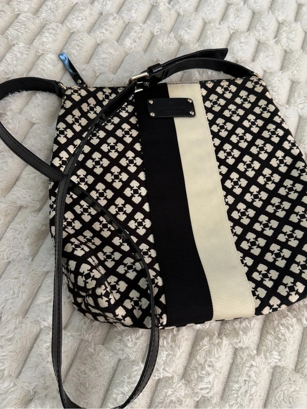kate spade Black & Cream Patterned Shoulder Bag